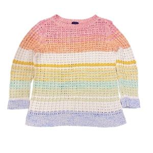 Talbots Colorful Open Knit 3/4 Sleeve Sweater Size S